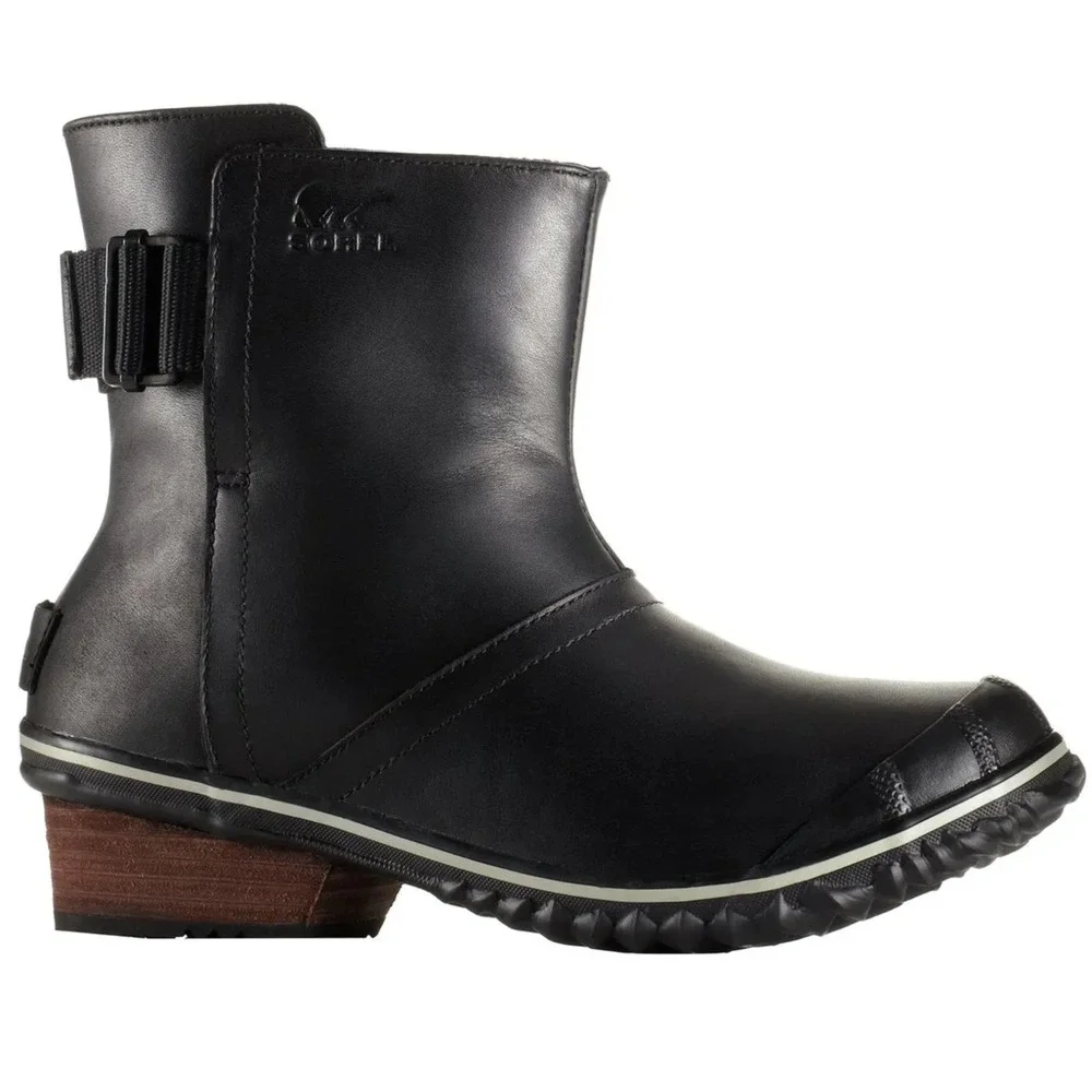 Sorel Slimboot Black‎ Leather Waterproof Boots Womens 7.5 UK 5.5 EU 38.5